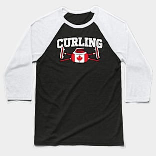 Canada Curling Broom Winter ice Sports Canadian Flag Curling Baseball T-Shirt